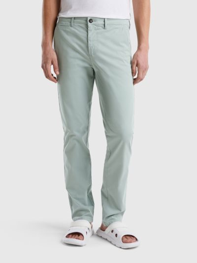 Men's Benetton Slim Fit Chinos Grey Green | NZ062324