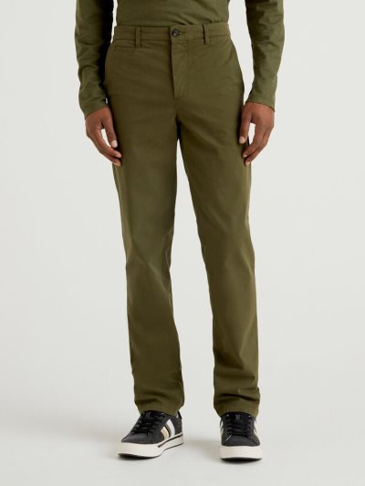 Men's Benetton Slim Fit Chinos Military Green | NZ102944