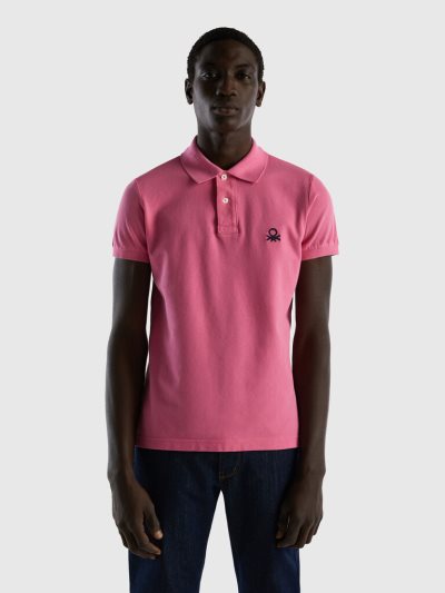 Men's Benetton Slim Fit Short Sleeve Polos Pink | NZ465484