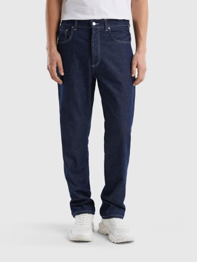Men's Benetton Straight Leg Jeans Dark Blue | NZ308868