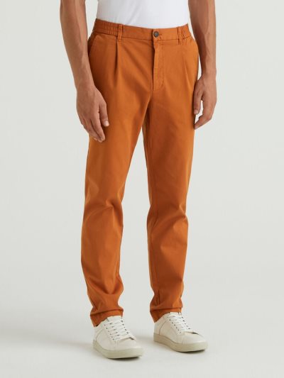 Men's Benetton Stretch Carrot Fit Chinos Camel | NZ692835