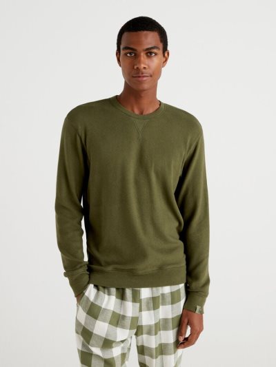 Men's Benetton Stretch Cotton Blend Sweaters Dove Grey | NZ285706