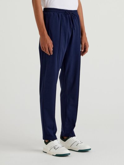 Men's Benetton Stretch Cotton Joggers Dark Blue | NZ542786