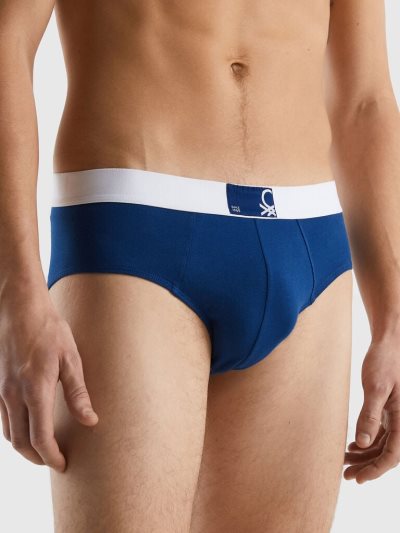 Men's Benetton Stretch Organic Cotton Briefs Dark Blue | NZ341605