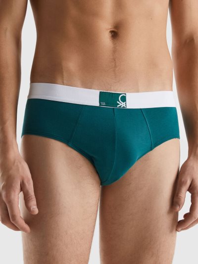 Men's Benetton Stretch Organic Cotton Briefs Dark Green | NZ577472