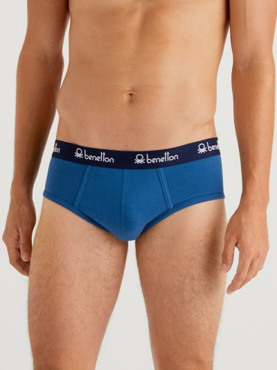 Men's Benetton Stretch Organic Cotton Briefs Bright Blue | NZ946817