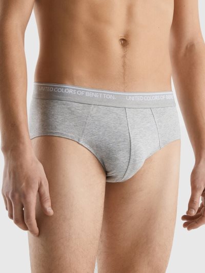 Men's Benetton Stretch Organic Cotton Briefs Light Grey | NZ986582
