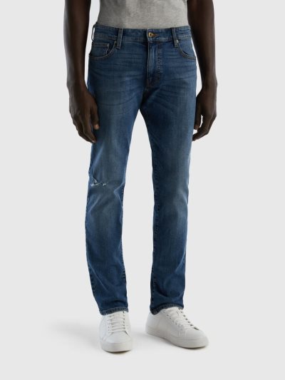 Men's Benetton Stretch Slim Fit Jeans Dark Blue | NZ365471