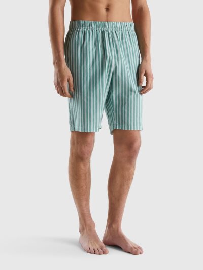 Men's Benetton Striped 100% Cotton Shorts Multi-color | NZ541811