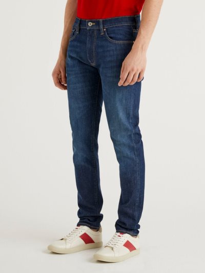 Men's Benetton Super Stretch Skinny Fit Jeans Dark Blue | NZ746338