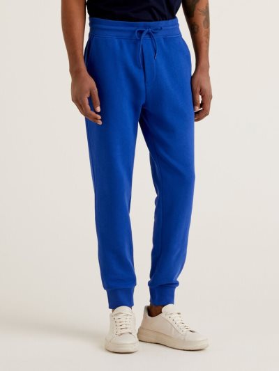 Men's Benetton Sweat 100% Cotton Joggers Bright Blue | NZ101617