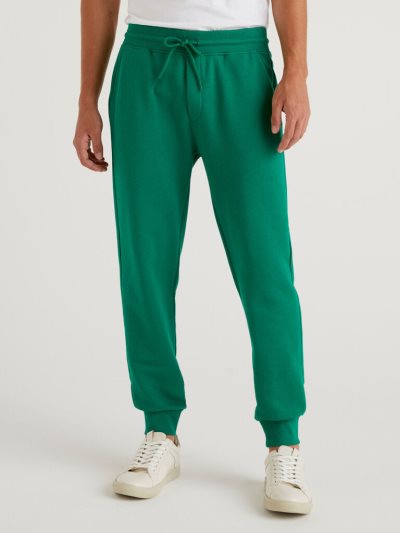 Men's Benetton Sweat 100% Cotton Joggers Green | NZ231406