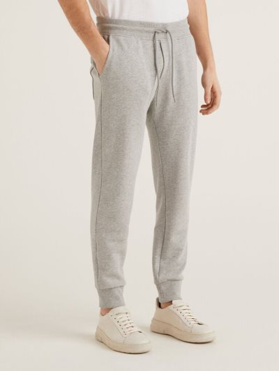 Men's Benetton Sweat 100% Cotton Joggers Grey | NZ466250