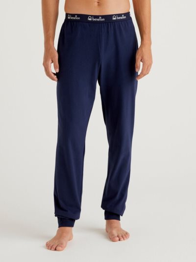 Men's Benetton Warm Cotton Trousers Blue | NZ596383