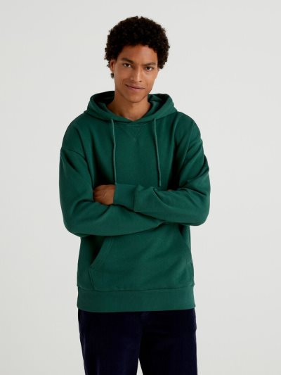 Men's Benetton Warm Hoodie Dark Green | NZ724797