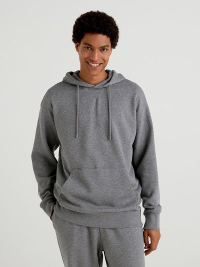 Men's Benetton Warm Hoodie Dark Grey | NZ785275