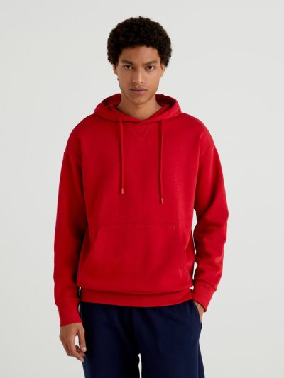 Men's Benetton Warm Hoodie Red | NZ334810