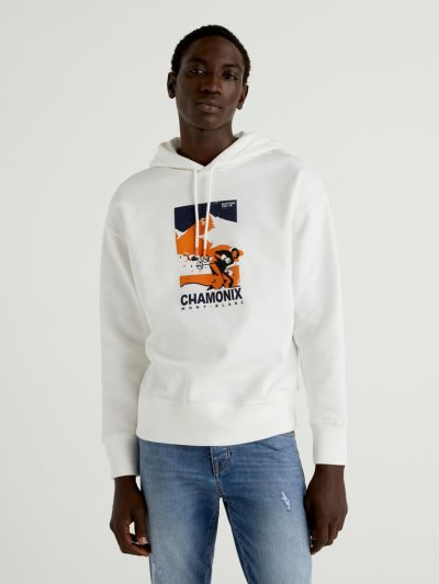 Men's Benetton Winter Hoodie Creamy White | NZ322942
