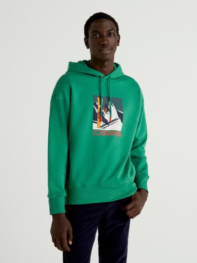 Men's Benetton Winter Hoodie Teal | NZ253404