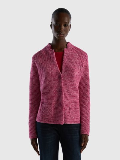 Women's Benetton 100% Cotton Knit Jackets Pink | NZ528159
