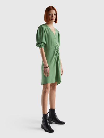 Women's Benetton 100% Viscose Short Dress Green | NZ629347