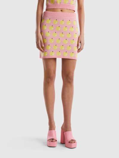 Women's Benetton Apple Pattern Mini Skirts Pink | NZ757022