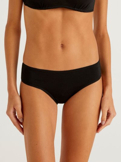Women's Benetton Basic Stretch Organic Cotton Knickers Black | NZ846279