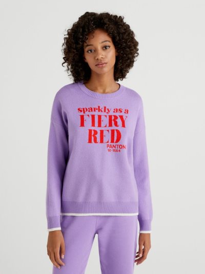 Women's Benetton Benettonxpantone™ Crew Neck Sweaters Lilac | NZ155604