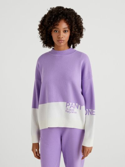 Women's Benetton Benettonxpantone™ Turtleneck High Neck Sweaters Lilac | NZ442486