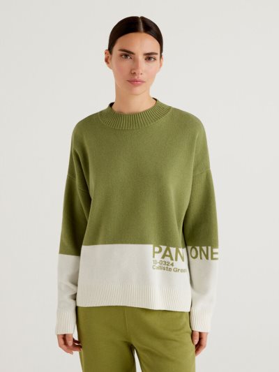 Women's Benetton Benettonxpantone™ Turtleneck High Neck Sweaters Military Green | NZ710766