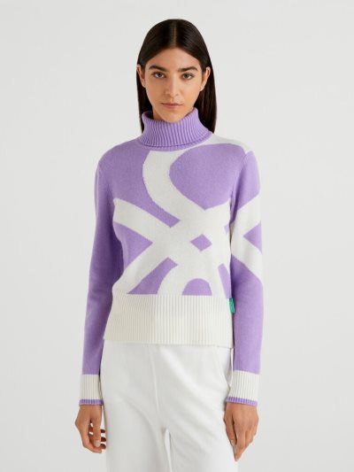 Women's Benetton Benettonxpantone™ Turtleneck High Neck Sweaters Lilac | NZ957092