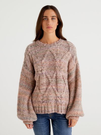 Women's Benetton Boxy Fit Crew Neck Sweaters Multicolor | NZ268325