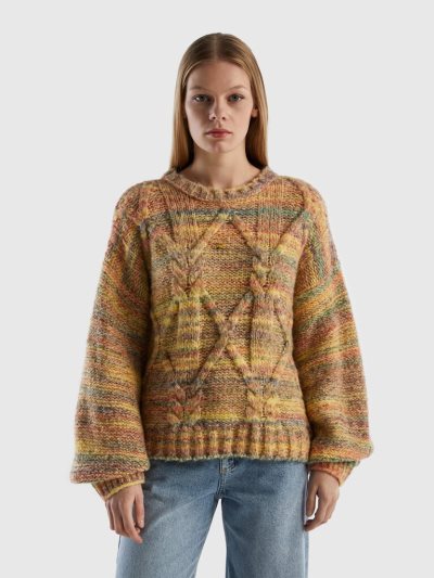 Women's Benetton Boxy Fit Crew Neck Sweaters Multicolor | NZ365621