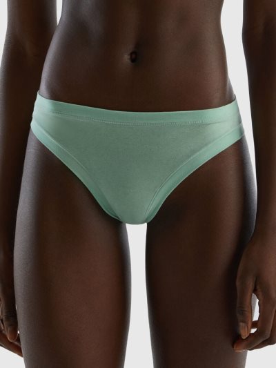 Women's Benetton Brazilian Super Stretch Organic Cotton Knickers Green | NZ622755