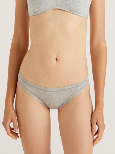 Women's Benetton Brazilian Super Stretch Organic Cotton Knickers Light Grey | NZ889111