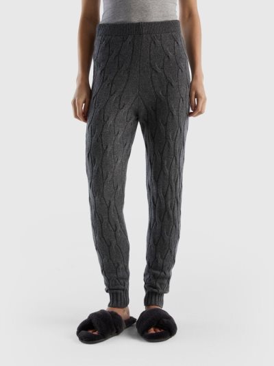 Women's Benetton Cable Knit Trousers Grey | NZ683052