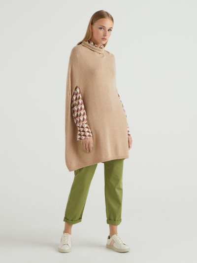 Women's Benetton Cape Opening And High Collar Coats Beige | NZ762927