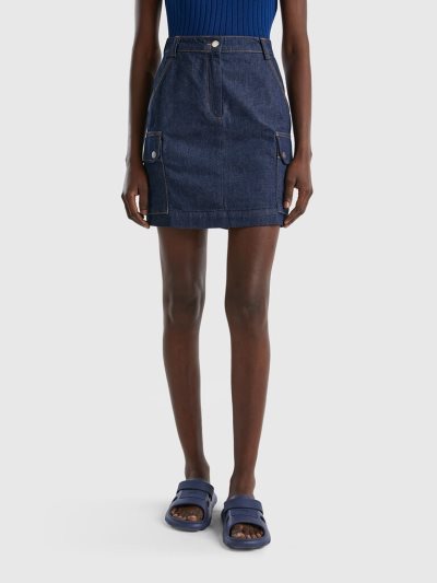 Women's Benetton Cargo Pockets Mini Skirts Dark Blue | NZ693974