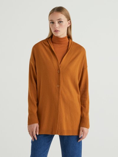 Women's Benetton Cashmere And Wool Blend Cardigan Orange | NZ338853