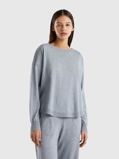 Women's Benetton Cashmere Blend Sweaters Light Grey | NZ890020