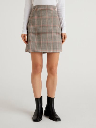 Women's Benetton Check Flannel Mini Skirts Brown | NZ648705