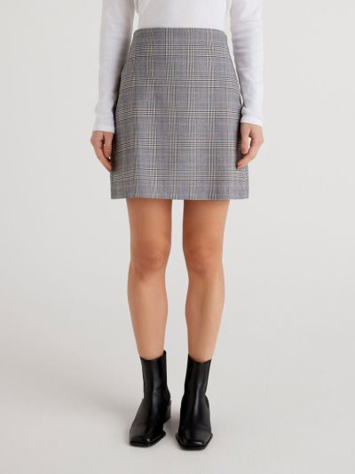 Women's Benetton Check Flannel Mini Skirts Grey | NZ768943