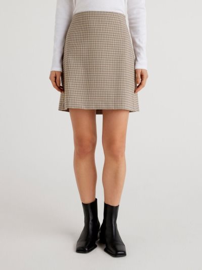 Women's Benetton Check Flannel Mini Skirts Dark Grey | NZ787562