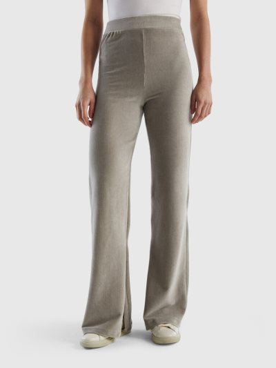 Women's Benetton Chenille Slits Trousers Grey | NZ888455