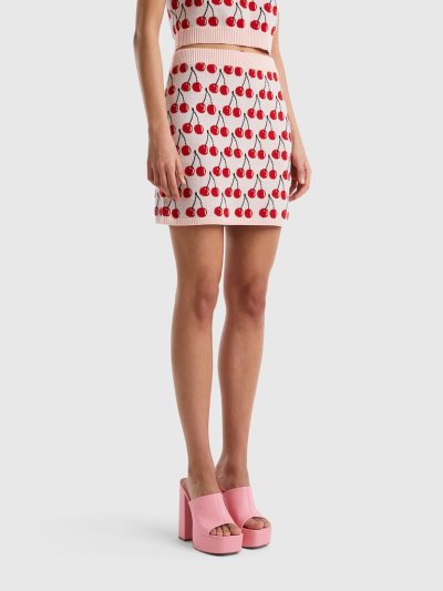 Women's Benetton Cherry Pattern Mini Skirts Pink | NZ329155