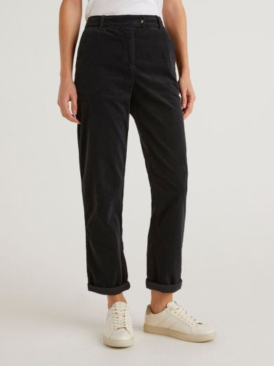 Women's Benetton Chino Velvet Chinos Black | NZ446559