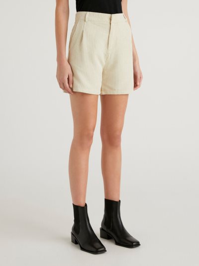 Women's Benetton Corduroy Bermudas White | NZ968479