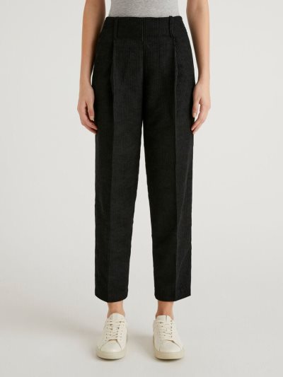 Women's Benetton Corduroy Trousers Black | NZ067740