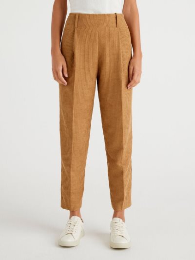 Women's Benetton Corduroy Trousers Camel | NZ078590