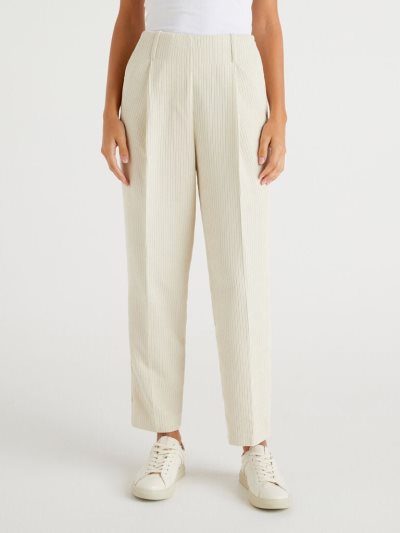 Women's Benetton Corduroy Trousers White | NZ831580